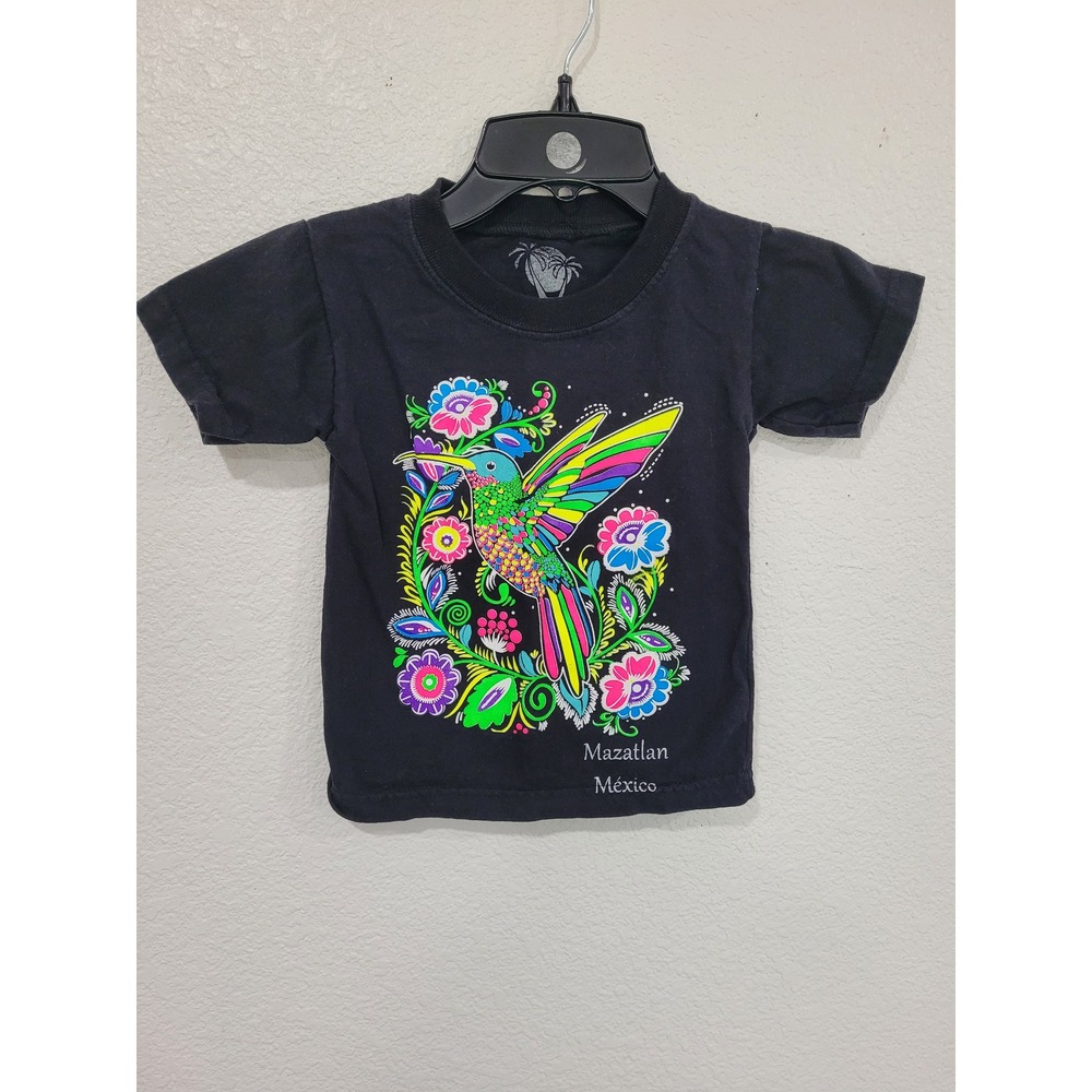 D&M Mazatlan Mexico Hummingbird Graphic T-Shirt Black Kids 3-4t Souvenir Tee #5